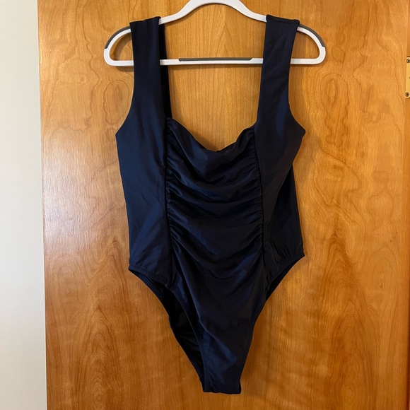 J. Crew Swim J Crew Womens One Piece Swimsuit Square Neck Ruched